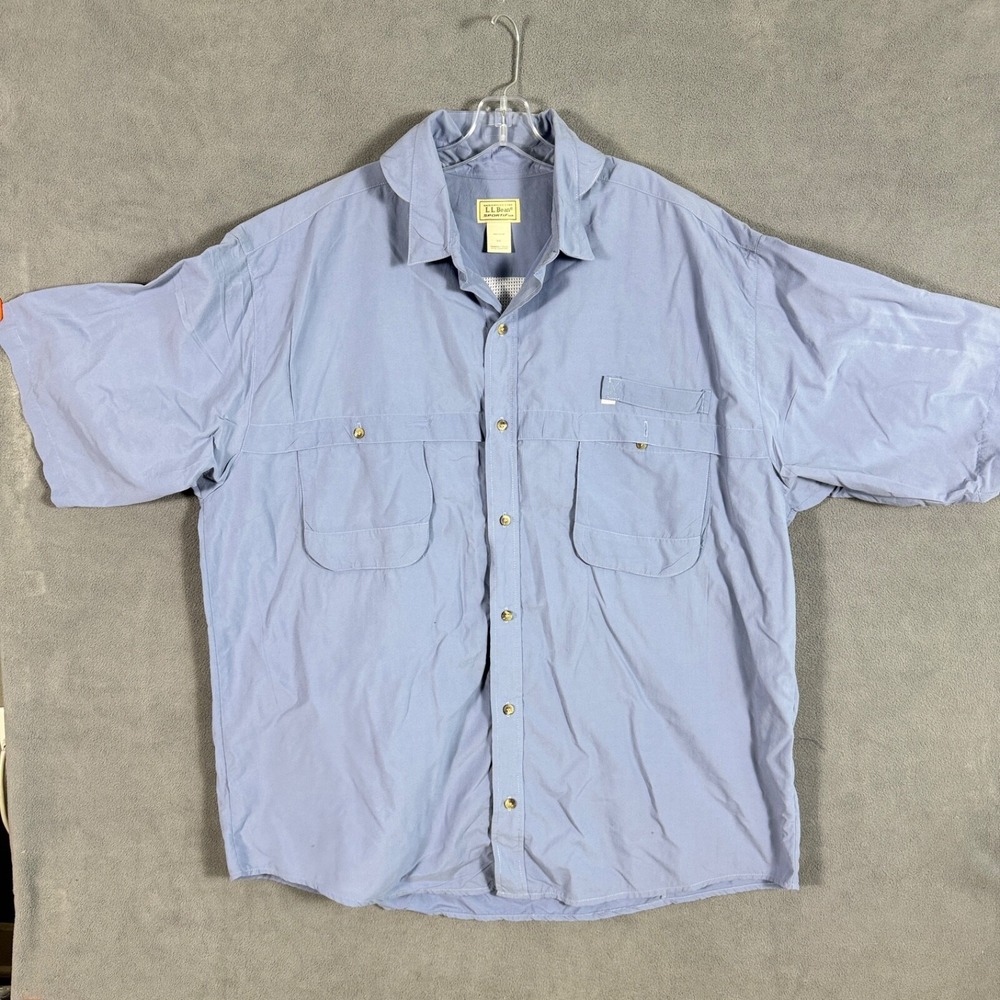 Vintage LL Bean Shirt Mens 2XL Blue Hiking Fishing Outdoors Made USA Sportif